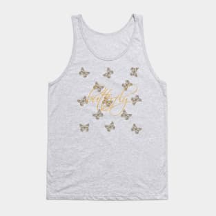 Gold & Cream Butterflies Pattern Tank Top